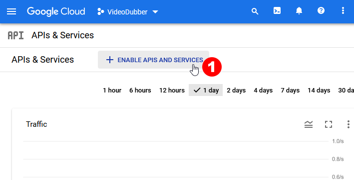 Click ENABLE APIS AND SERVICES button